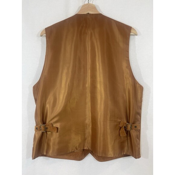 Vintage Brown Camel Suede Leather Vest Marsh Landing Men Women Large Western - Picture 2 of 4